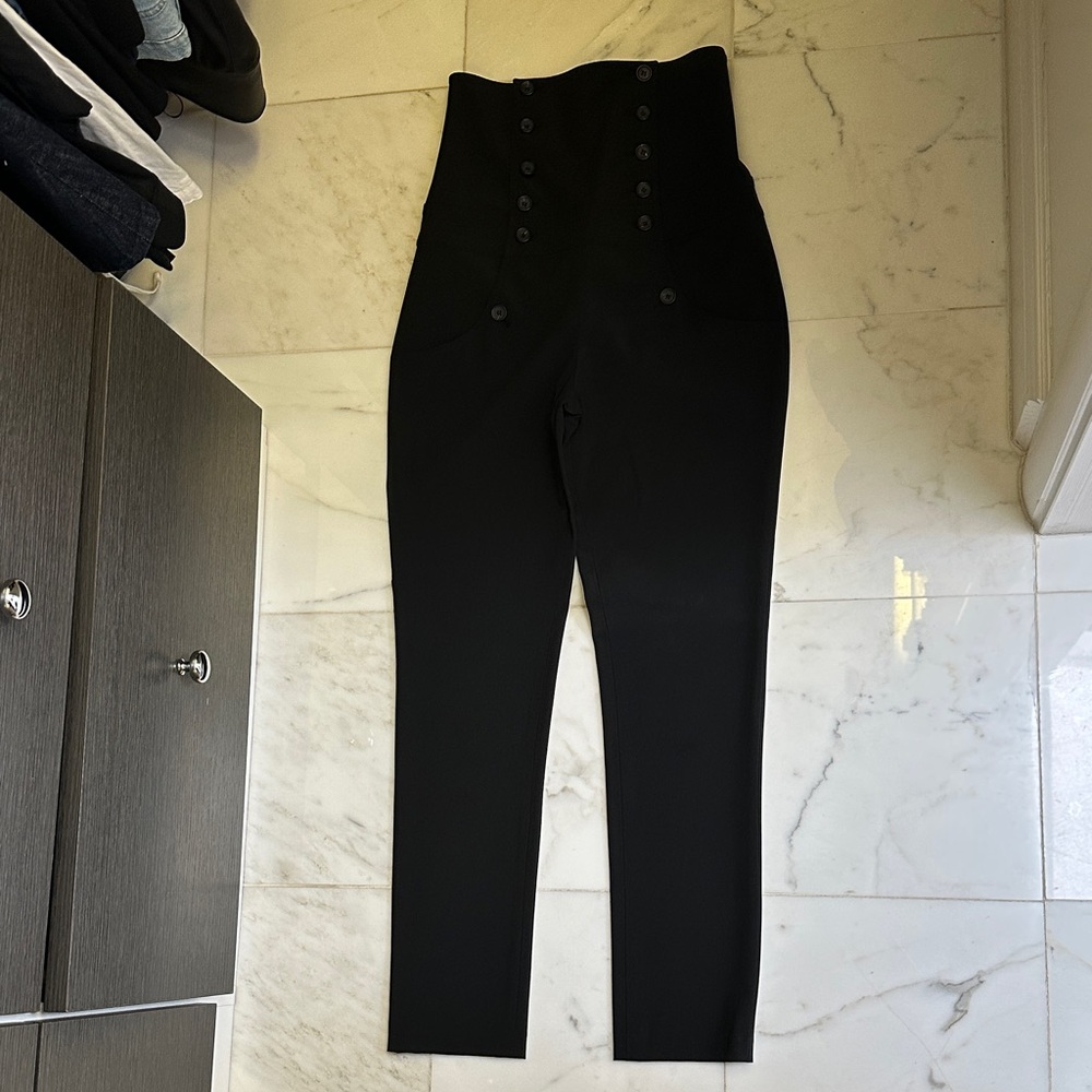 Elizabeth & James High-Waisted Sailor Black Button-Detail Pants